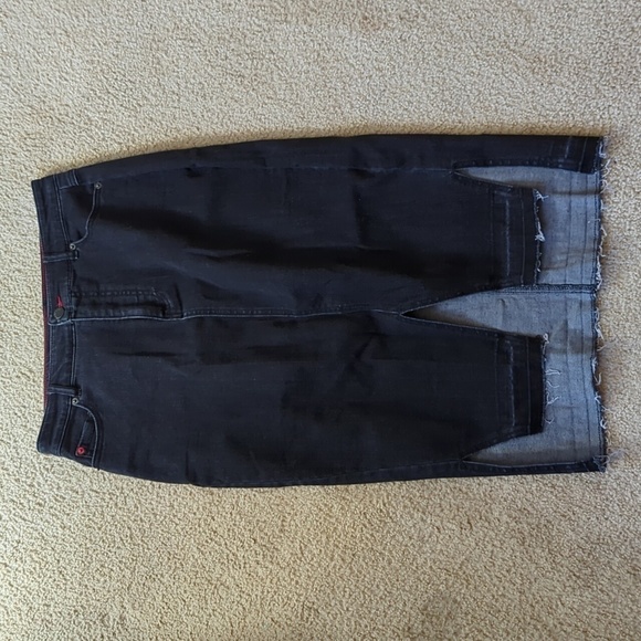 Peace Love World Black Denim Midi Length Skirt Size US 6 - Picture 1 of 4